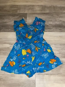 Vintage Hana Hawaii Vibrant Colors Womens  Romper Size Medium Pockets Open Back - Picture 1 of 11