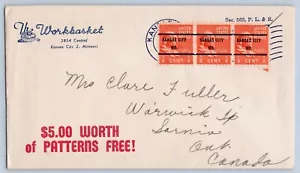 The Workbasket Kansas City Missouri 1947 Advertising Cover Scott 803 Precancels - Picture 1 of 2