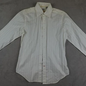 Guess Marciano Button Up Shirt Mens M White Striped Long Sleeve - Picture 1 of 18
