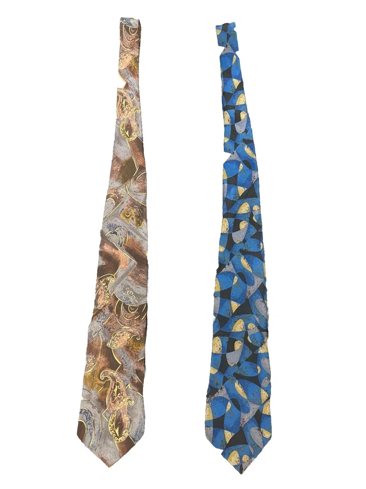 Lote de gravata Geoffrey Beene vintage 100% seda geométrica abstrata feita na Itália 2 - Imagem 1 de 4