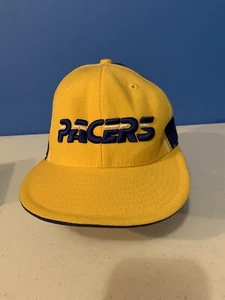 Reebok Hardwood Classics Indiana Pacers Fitted Hat Cap 7-1/4 Yellow Blue 1987-88 - Picture 1 of 8
