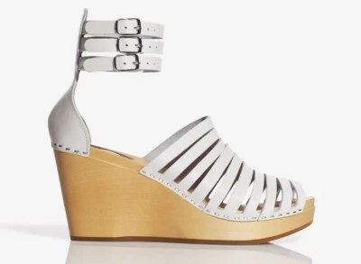 SWEDISH HASBEENS H&M RARE RETRO 70'S LEATHER PLATFORM WEDGE SHOES UK 4 EU 37 - Image 1 of 4