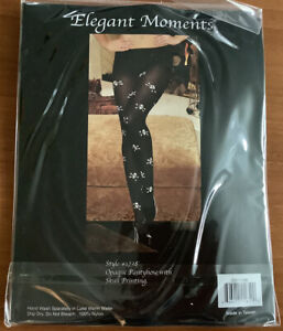 Elegant Moments Opaque Pantyhose Tights With Skull Print Halloween Pirate EM1738