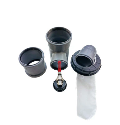 Set Fallrohr Regensammler DN 110/75 Auslaufhahn IBC Deckelfilter Bogen DN 75 89°