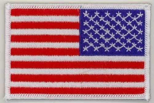 50 Pcs Reverse USA Flag (W)  Embroidered Patches 3.5"x2.25" iron-on - Image 1 of 1