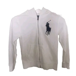 Polo By Ralph Lauren Big Pony Full Zip Hooded Sweatshirt Girls Small S Sz 8 - Picture 1 of 10