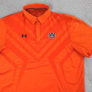 Under armour Auburn Tigers Polo Shirt Mens Large Orange Basketball Mesh Slit - Picture 1 of 22