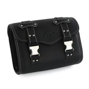 Universal Motorcycle Side Saddle Bags Luggage Box Tool Pouch Saddlebags Black PU - Bild 1 von 11