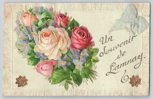 Antike um 1900 Un Souvenir de Lamnay Postkarte Frankreich gestanzter Bogen unbespielt - Bild 1 von 2