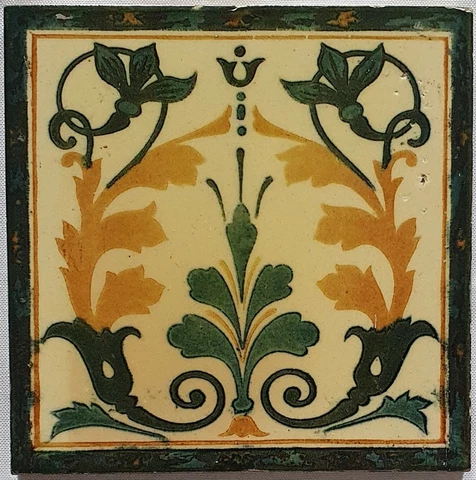 Rare Aesthetic Stencilled Tile. Woolliscroft & Son. C 1890 Cover