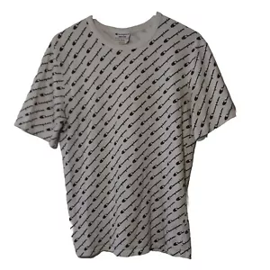 CHAMPION White ALL OVER PRINT Heritage Athletic Apparel T Shirt MEDIUM - Picture 1 of 4