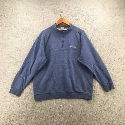 Columbia Sudadera Cuello Simulado Para Hombres XL Azul Mezcla de Algodón Cuarto Cremallera Manga Larga Foto 1 de 4