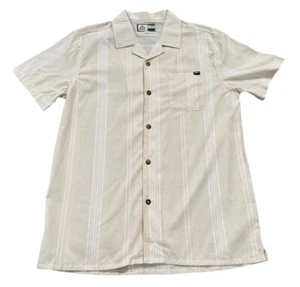 NEW Reef Men's Lemmy Short Sleeve Woven Button Up Shirt Beige Size Small NWT - Picture 1 of 3