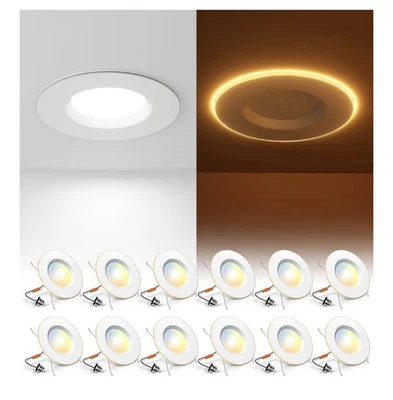 Amico 12 Pack 5/6 Inch LED Can Lights with Night Light 5CCT Retrofit Recesse NEW - Image 1 of 2