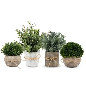 Pack de 4 plantas pequeñas falsas, plantas artificiales de interior para decoración del hogar, pequeñas imitaciones... - Imagen 1 de 9