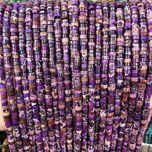 Cuentas espaciadoras Heishi de jaspe natural púrpura profundo de 2x4 mm para hacer joyas - Imagen 1 de 6