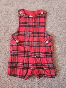 Vintage Good Lad Of Philadelphia Red Plaid Overalls With Gold Colored Buttons 4T - Picture 1 of 5
