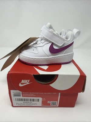 Nike Court Borough Low Recraft (TD) White/Fuchsia Toddler Girl's Sneaker Size 2c - Image 1 of 4