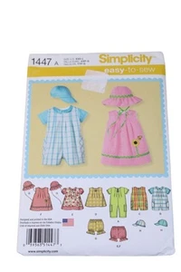 Baby Romper Dress Pattern Simplicity 1447 93503 NB - 18 mos UNCUT - Picture 1 of 3