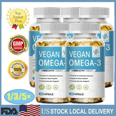 1/3/5x cápsulas de aceite Omega3 3x fuerza 1200 mg EPA DHA píldoras veganas soporte articular Foto 1 de 4