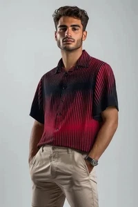 Camisa De Colección Monzini Botón PUNTADA ÚNICA Para Hombres M 42x29 Roja Negra HECHA EN EE. UU. - Imagen 1 de 6