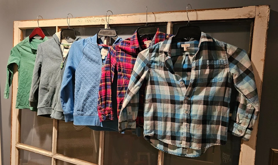 Cat & Jack Boys Size 6/7 Lot – Hoodies, Flannels & Henley – 5 Pieces Bundle - Image 1 of 4
