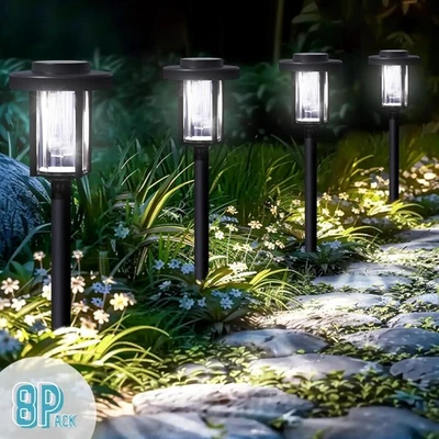 8 Pack Solar Garden Lights Outdoor Waterproof Landscape LED Lights Pathway Yard - Image 1 of 4