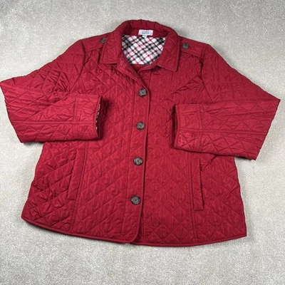 Jaqueta acolchoada vermelha Croft & Barrow leve colarinho frontal com botão feminina PXL - Imagem 1 de 4