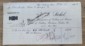 1902 Billhead San Antonio Texas Sichel Saddlery Harness Horses - Picture 1 of 1
