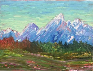 ORIGINAL Grand Tetons Oil Painting Fine Art Contemporary Impressionism Autumn - Picture 1 of 15