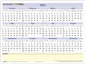 AT-A-GLANCE 2025 Erasable Calendar, Dry Erase Wall Planner, 16" x 12", Medium - Picture 1 of 5
