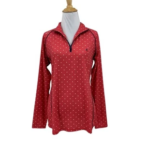 RLX Ralph Lauren Shirt Womens M Medium Strawberry Navy Polka Dot 1/4 Zip Golf - Picture 1 of 13
