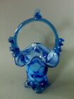 Murano Summerso Glass Basket Vase - Blue Mottled Swirl - Bon Bon Sweets 8"/20cm