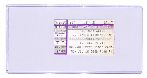 WWF The Rock vs Chris Benoit RAW TV TAPING wrestling ticket stub wwe Jul 2000 Cover