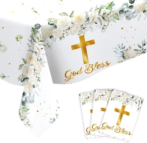 3 Pcs Communion Tablecloths with 20 Napkins - First Communion Decorations Rel... - Picture 1 of 7