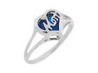 10k or 14k White Gold  Natural Diamond and Simulated Sapphire Mom Heart Ring