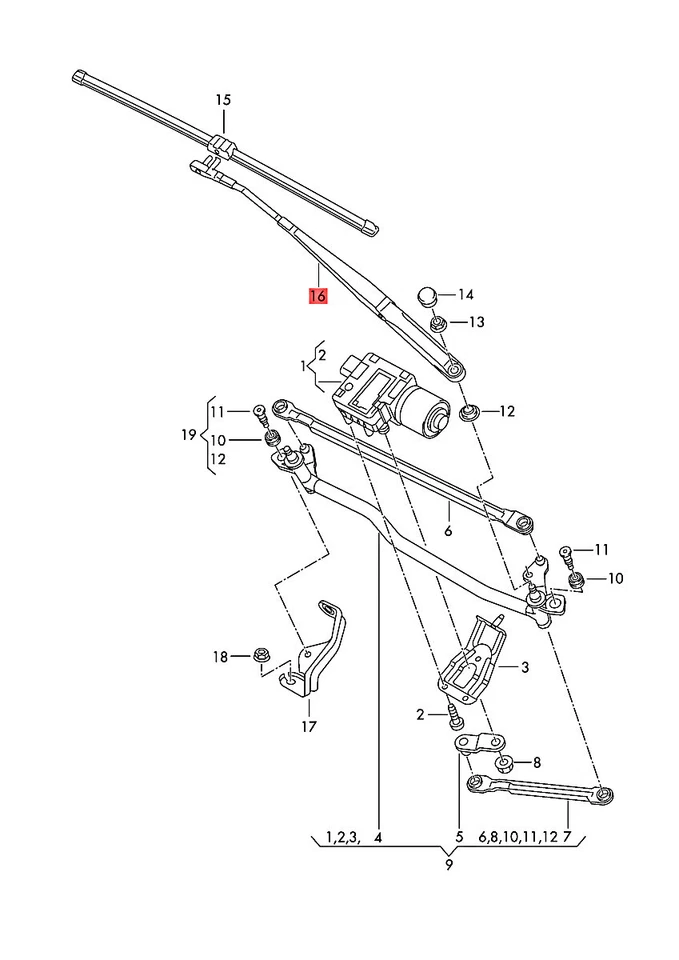 Genuine AUDI A3 Cabriolet S3 Sportback Lim. Quattro. wiper arm 8P1955408A - Image 1 of 1
