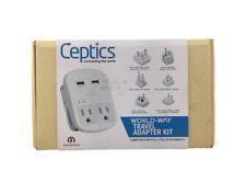 Ceptics World-Way 6 Travel Adapter Kit - 2 USB + 2 USA Outlets (WPS-2B+)