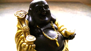 4 Happy BUDDHA Resin with Gold Paint each 2"x2" Fengshuiweb england - Picture 1 of 16