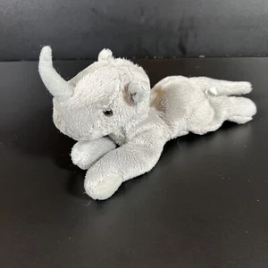 Russ Berrie Yomiko Classics Rivela Rhinoceros Rhino Bean Bag Gray Plush Toy 8" - Picture 1 of 5