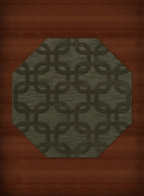 Green Rectangles Loops Rounded Squares Transitional Area Rug Geometric DV7 - Image 1 of 2