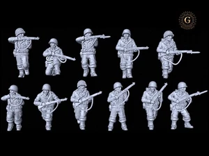 WW2 US Infantry Riflemen Set 1 - Wargames and Collectors 28mm 1/56 X11 Figures - Picture 1 of 5