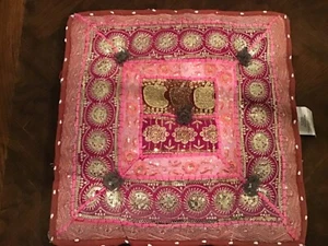 MOROCCAN STYLE EMBELLISHED FLOOR CUSHION - Picture 1 of 9