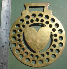 Horse Brass: Heart in two rings of holes, Free P&P, Valentine Pressed Stamped 