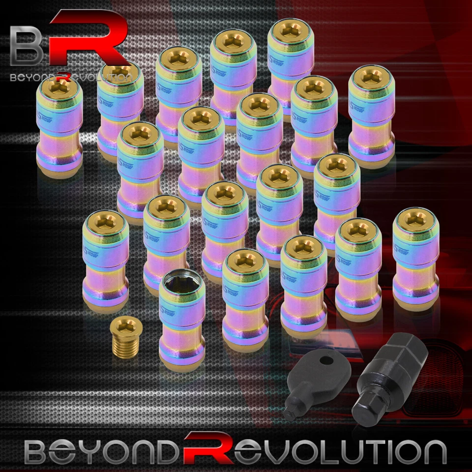 Godsnow JDM VIP Lug Nut Set M12 X 1.25mm Neo Body Gold Trim 20 Pieces w/ Hex Key - Image 1 of 3
