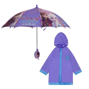 Disney Frozen Elsa & Anna Umbrella & Matching Raincoat Poncho for Girls Ages 4-7 - Picture 1 of 5