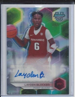 LAYDEN BLOCKER 2023 BOWMANS BEST UNIVERSITY ARKANSAS REFRACTOR AUTO #D 93/125 - Image 1 of 2