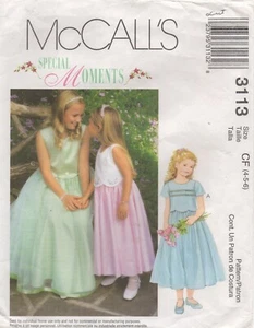 McCalls Sewing Pattern 3113 Dress Full Skirt Scalloped Bodice Overlay Size 4 5 6 - Picture 1 of 13