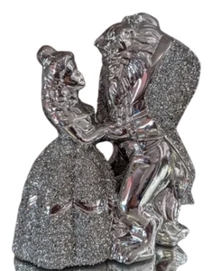 Beauty And The Beast Crushed Diamond Large Silver Ceramic Bling Shelf Ornament - Picture 1 of 4