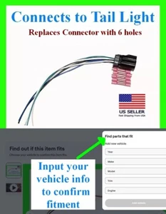 Se adapta a Ram Dodge Jeep conector de luz trasera enchufe arnés luz trasera cola de cerdo - Imagen 1 de 1